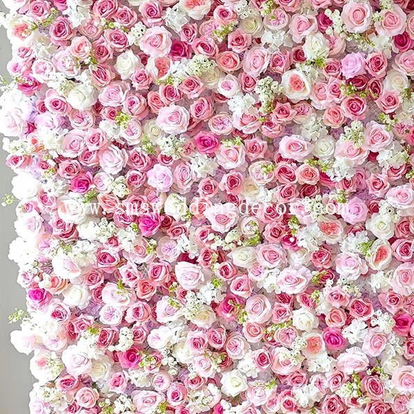 pink and white flower wall